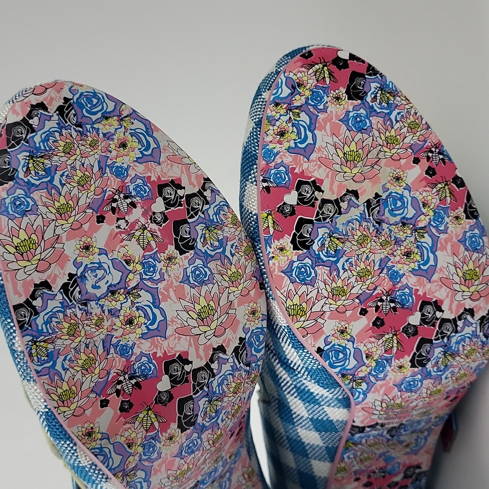 Irregular Choice Blue Gingham Floral Mary Jane Heels - Picture 13 of 15